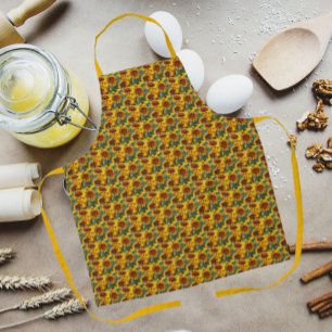 Yellow and Bronze Rudbeckias Floral Pattern Apron
