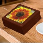 Yellow and Bronze Sunflower Floral Gift Box<br><div class="desc">Store trinkets,  jewellery and other small keepsakes in this wooden gift box with ceramic tile that features the photo image of a yellow and bronze coloured Sunflower. A lovely,  floral design! Select your gift box size and colour.</div>