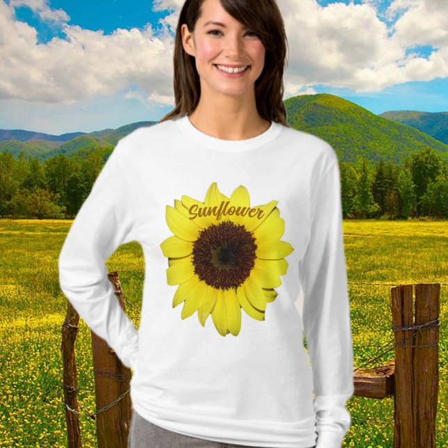 Yellow and Brown Big Bright Sunflower Photographic T-Shirt (Creator Uploaded)