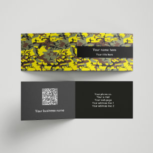 Yellow and Brown Camo, Camouflage, Military, Army Business Card