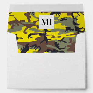 Yellow and Brown Camo, Camouflage, Military, Army Envelope