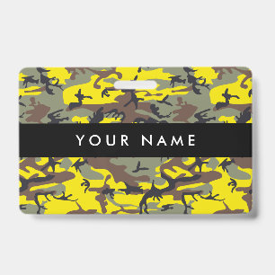 Yellow and Brown Camo, Camouflage, Military, Army ID Badge