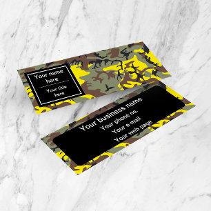 Yellow and Brown Camo, Camouflage, Military, Army Mini Business Card