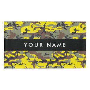Yellow and Brown Camo, Camouflage, Military, Army Name Tag