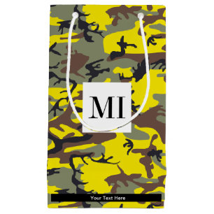 Yellow and Brown Camo, Camouflage, Military, Army Small Gift Bag