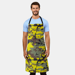 Yellow and Brown Camouflage, Military, Army Apron