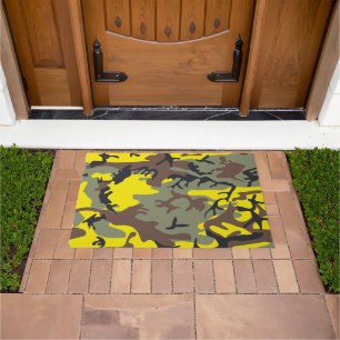 Yellow and Brown Camouflage, Military, Army Doormat