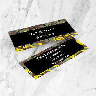 Yellow and Brown Camouflage, Military, Army Mini Business Card