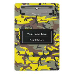 Yellow and Brown Camouflage, Military, Army Mini Clipboard