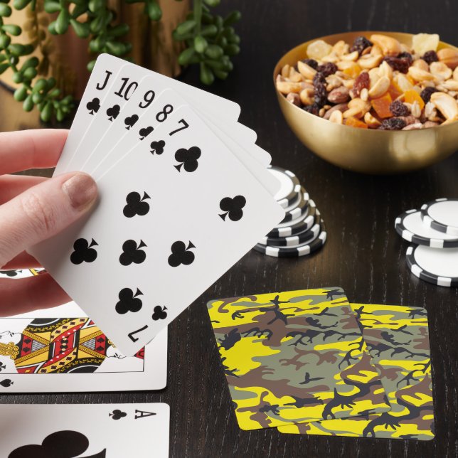 Yellow and Brown Camouflage, Military, Army Playing Cards (In Situ)