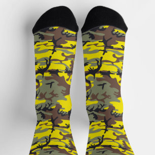 Yellow and Brown Camouflage, Military, Army Socks