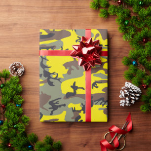 Yellow and Brown Camouflage, Military, Army Wrapping Paper