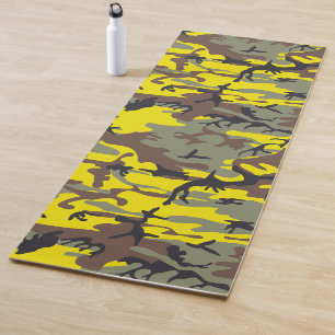 Yellow and Brown Camouflage, Military, Army Yoga Mat