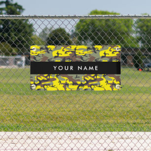 Yellow and Brown Camouflage Your name Personalise Banner