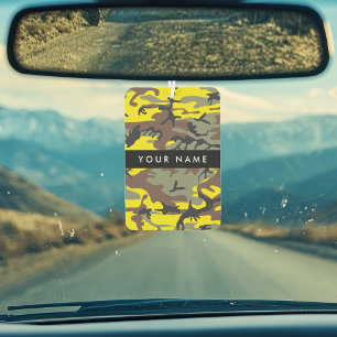 Yellow and Brown Camouflage Your name Personalise Car Air Freshener