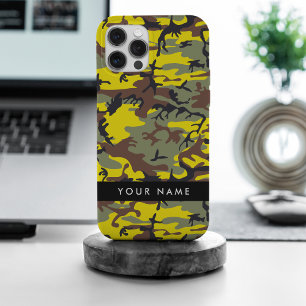 Yellow and Brown Camouflage Your name Personalise iPhone 15 Pro Max Case
