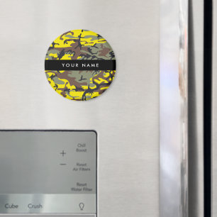 Yellow and Brown Camouflage Your name Personalise Magnet