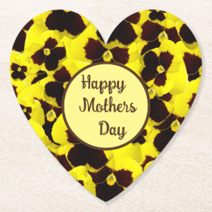 Yellow And Brown Pansies Mothers Day, Paper Coaster