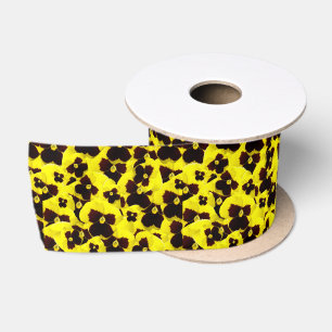 Yellow And Brown Pansies, Satin Ribbon