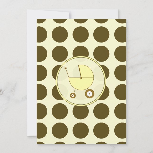 Yellow and Brown Polka Dot Baby Shower Invitation (Front)