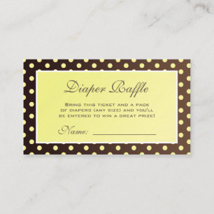 Yellow and Brown Polka Dot Diaper Raffle Ticket Enclosure Card