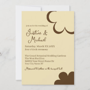 Yellow and Brown Retro Flowers Wedding Invitation
