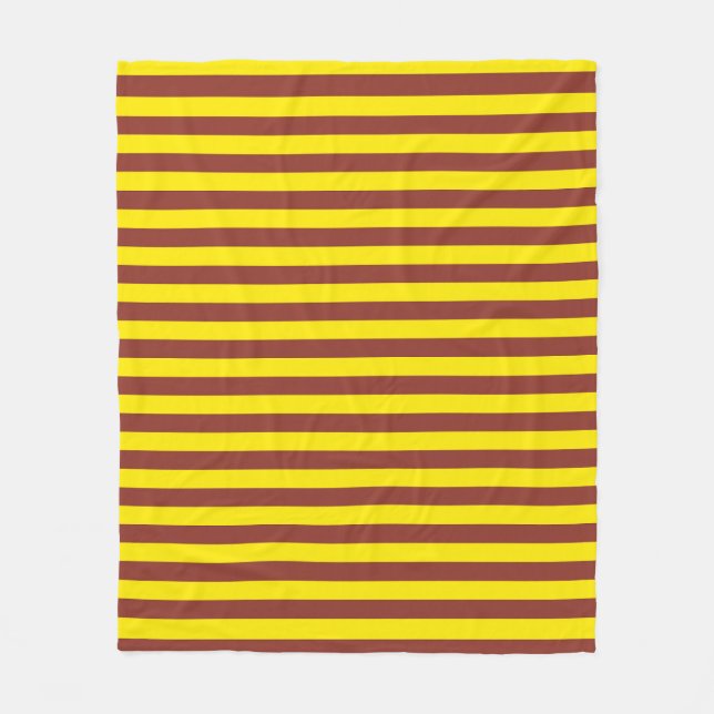 Yellow and Brown Stripes Design Fleece Blanket (Front)