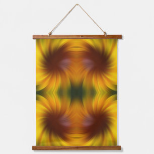 Yellow And Brown Whirlpool Abstract Art  Hanging Tapestry