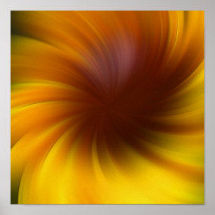 Yellow And Brown Whirlpool Abstract Art Poster