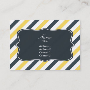 Yellow and Charcoal Grey Stripes Business Card
