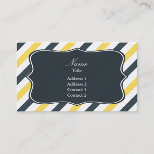 Yellow and Charcoal Grey Stripes Business Card