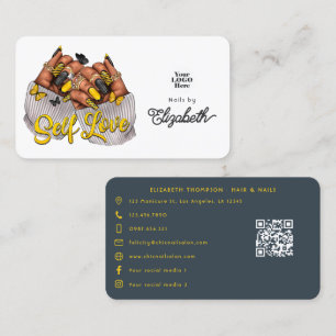 Yellow and Charcoal Self-Love Salon Branding Business Card