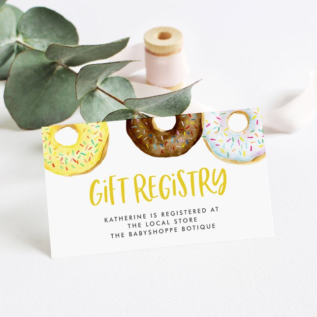 Yellow and Chocolate Doughnuts Baby Shower Registr Enclosure Card (Creator Uploaded)