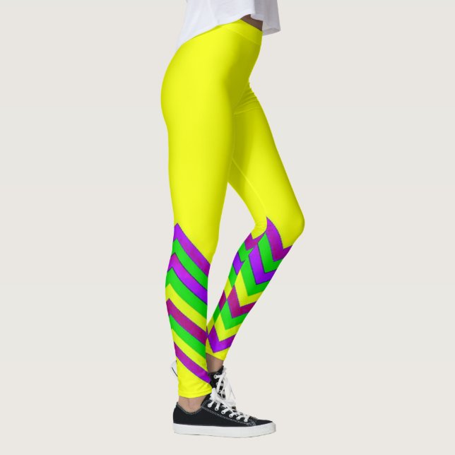 Yellow and coloured chevron stripes leggings (Right)