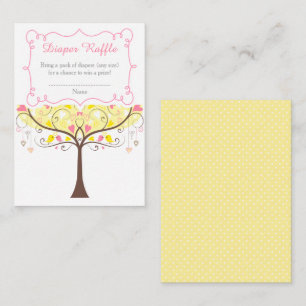 Yellow and Coral Floral Baby Shower Diaper Raffle Enclosure Card