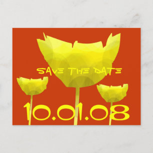 Yellow and Coral Save The Date Poppy Announcement Postcard