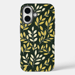 Yellow and Cream Leafy Branches Pattern iPhone 16 Case
