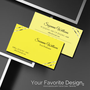 Yellow and Cream with Silver Lines Classy Elegant Business Card