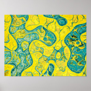 Yellow and cyan abstract pattern poster