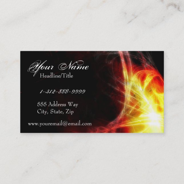 Yellow and Firey Red Fractals Business Card (Front)
