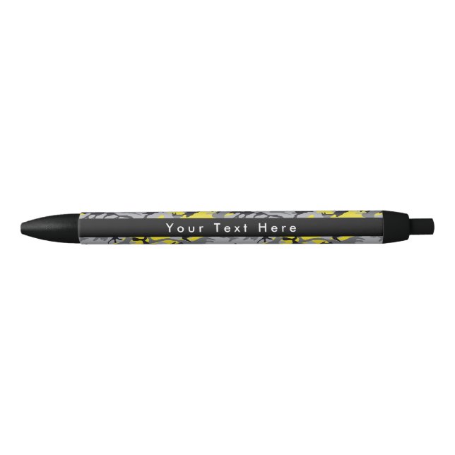 Yellow and Geay Camouflage, Military, Army Black Ink Pen (Front)