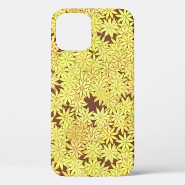 Yellow and gold Daisies on Chocolate Brown Case-Mate iPhone Case (Back)