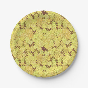 Yellow and gold Daisies on Chocolate Brown Paper Plate