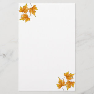 Yellow and gold maple leaves stationery