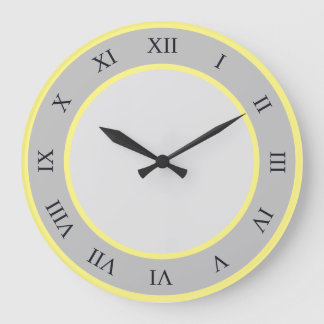 Yellow And Gray Circles With Roman Numerals Large Clock