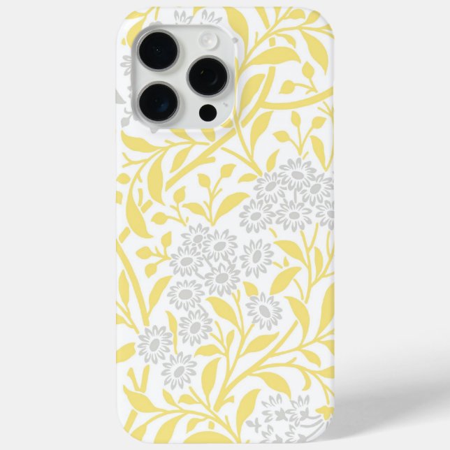 Yellow and Gray Floral Damask Pattern Case-Mate iPhone Case (Back)