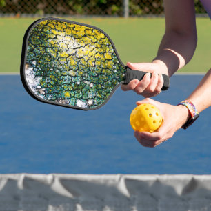 Yellow and Green Abstract Pickleball Paddle