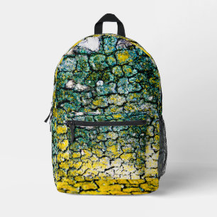 Yellow and Green Abstract Printed Backpack