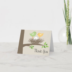 Yellow and Green Baby Bird's Nest Thank You Card