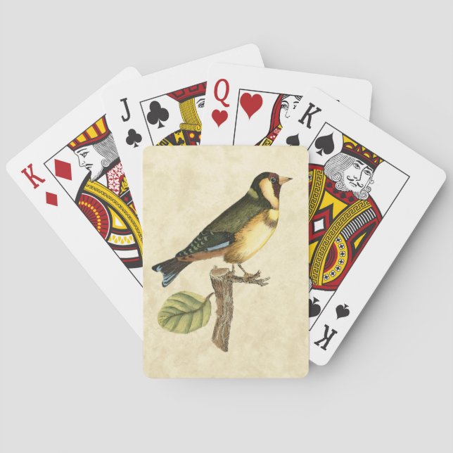 Yellow and Green Bird Perched on a Little Branch Playing Cards (Back)